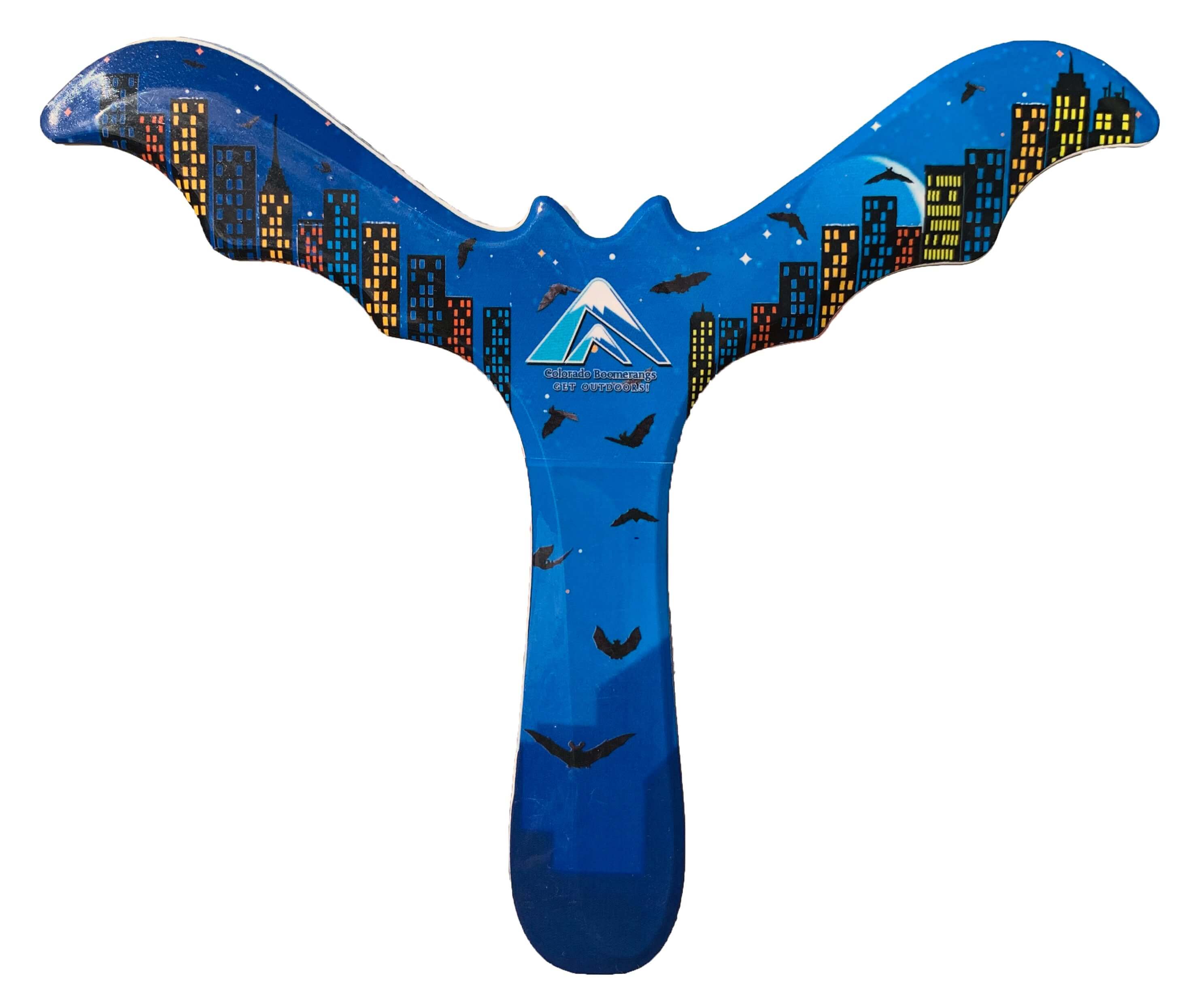 Blue Plastic Batrang Boomerang - Real boomerangs in the shape of a bat