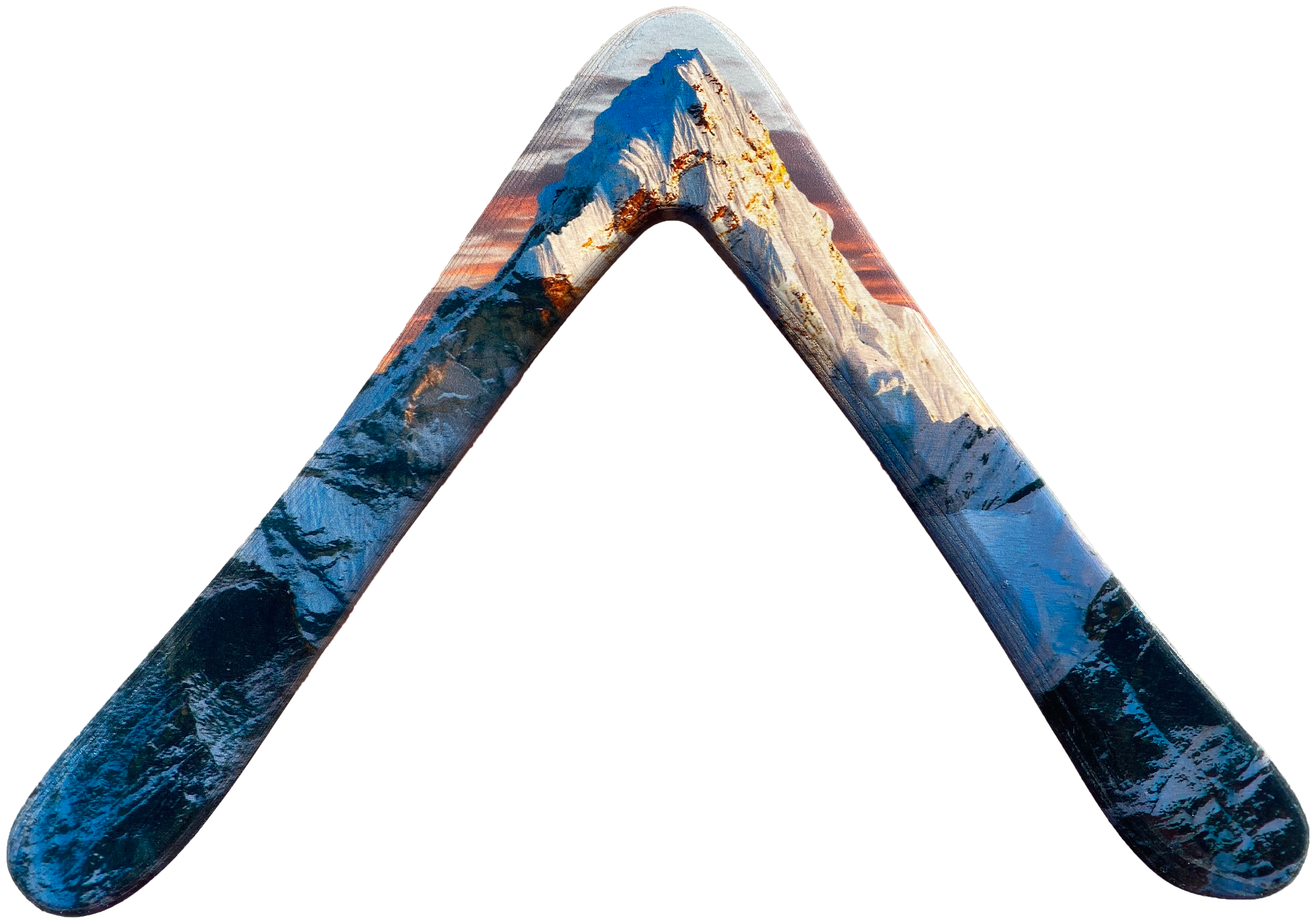 Everest Boomerang - Large wooden boomerangs with Everest mountain art!