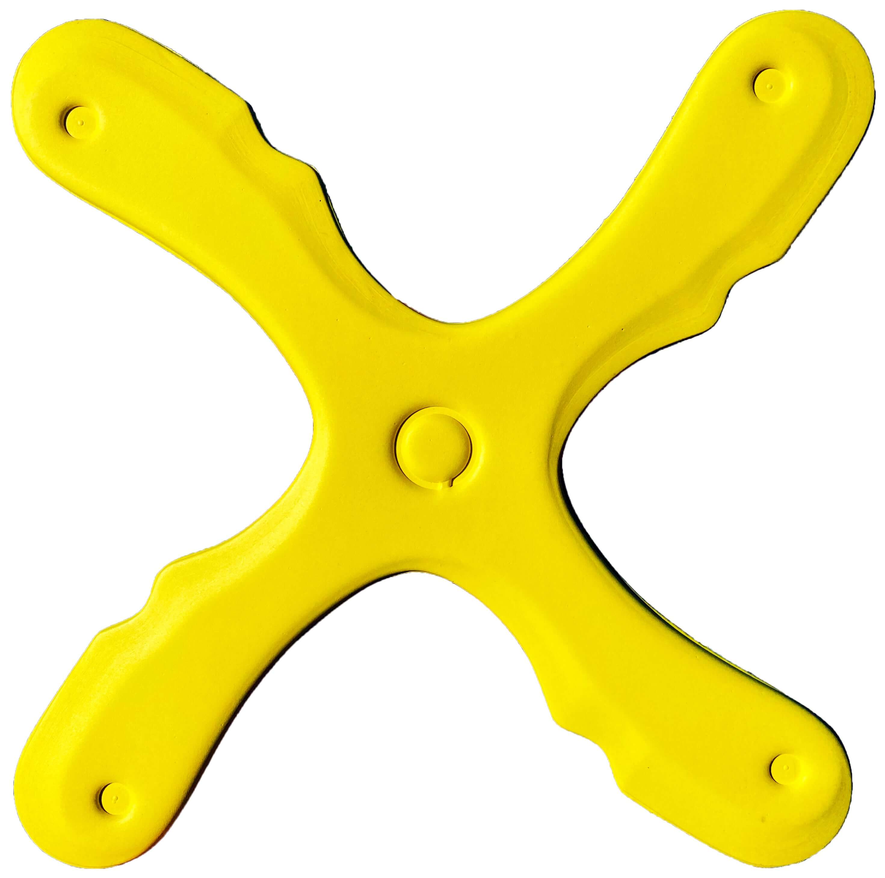 Bright yellow foam Sedona boomerang designed for kids, ideal for safe outdoor play and optimized for low wind conditions.