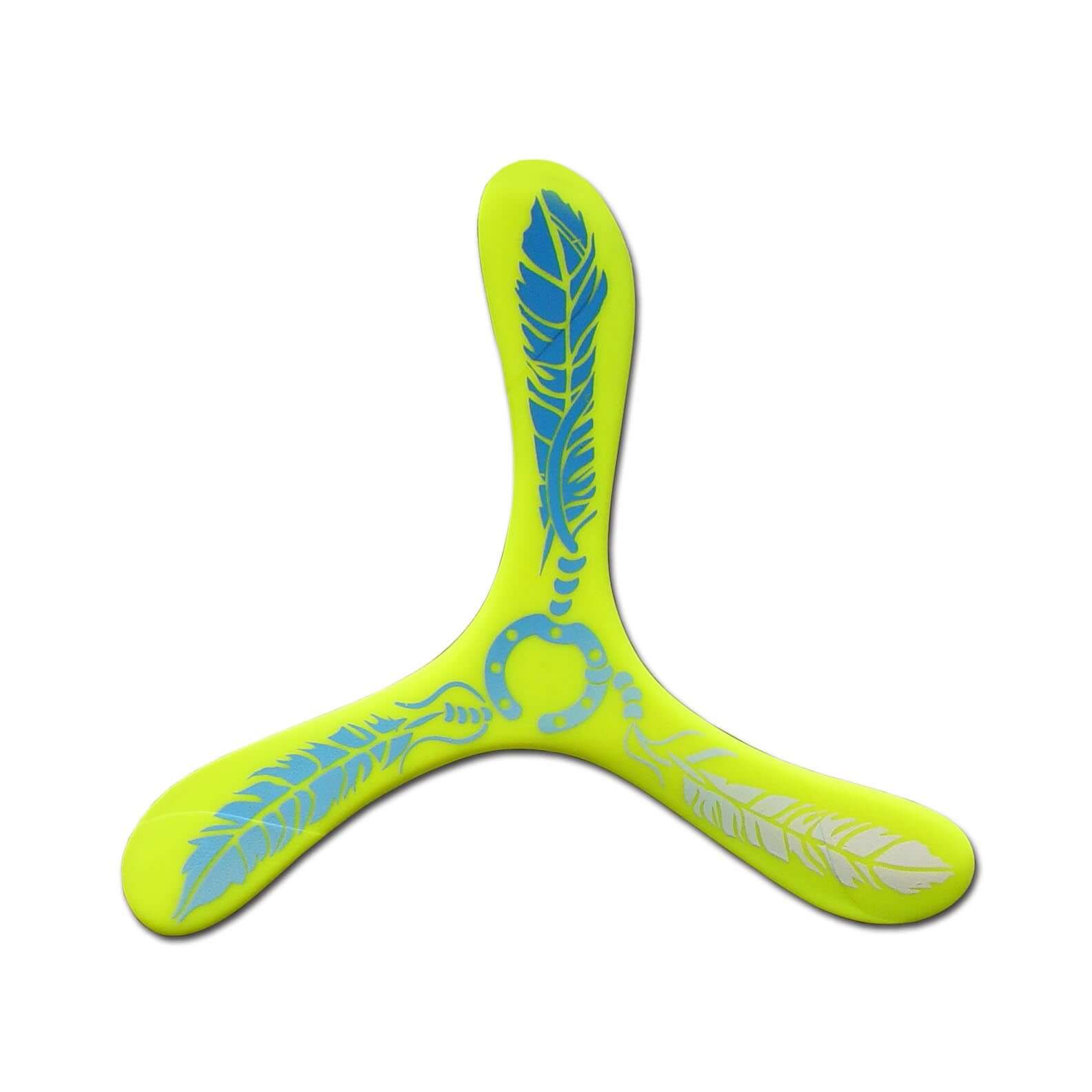 Round Robin Boomerang - Plastic boomerangs with feather art