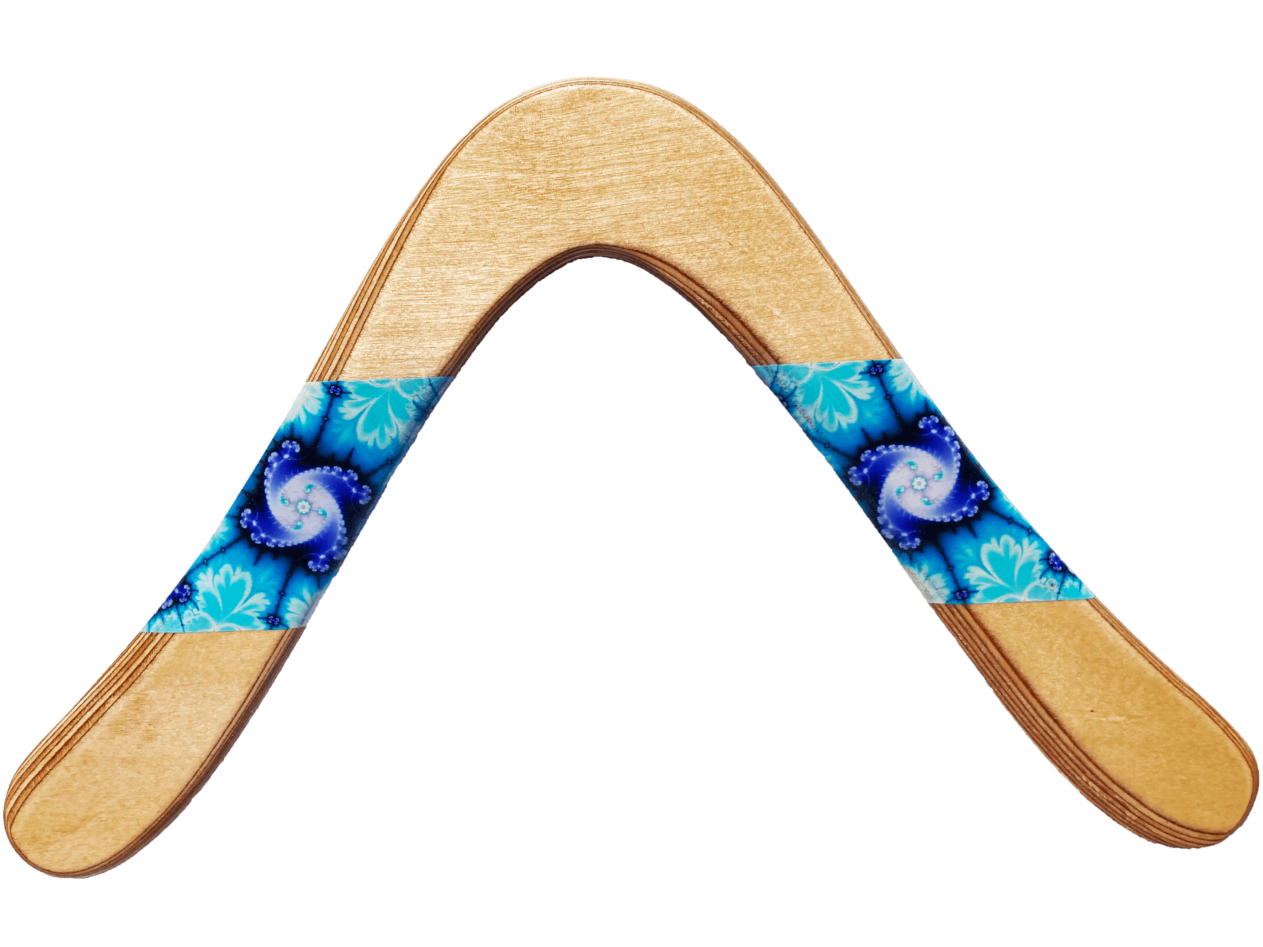 Yanaki Wooden Boomerang - The classic boomerang airfoils with updated fractal art