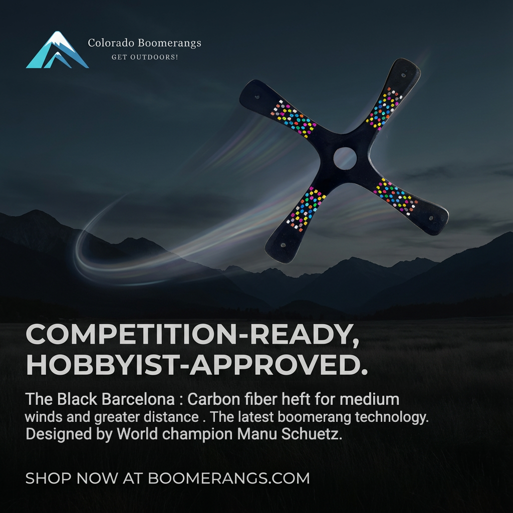 Competition Boomerang - Black Barcelona Boomerangs - Carbon infused
