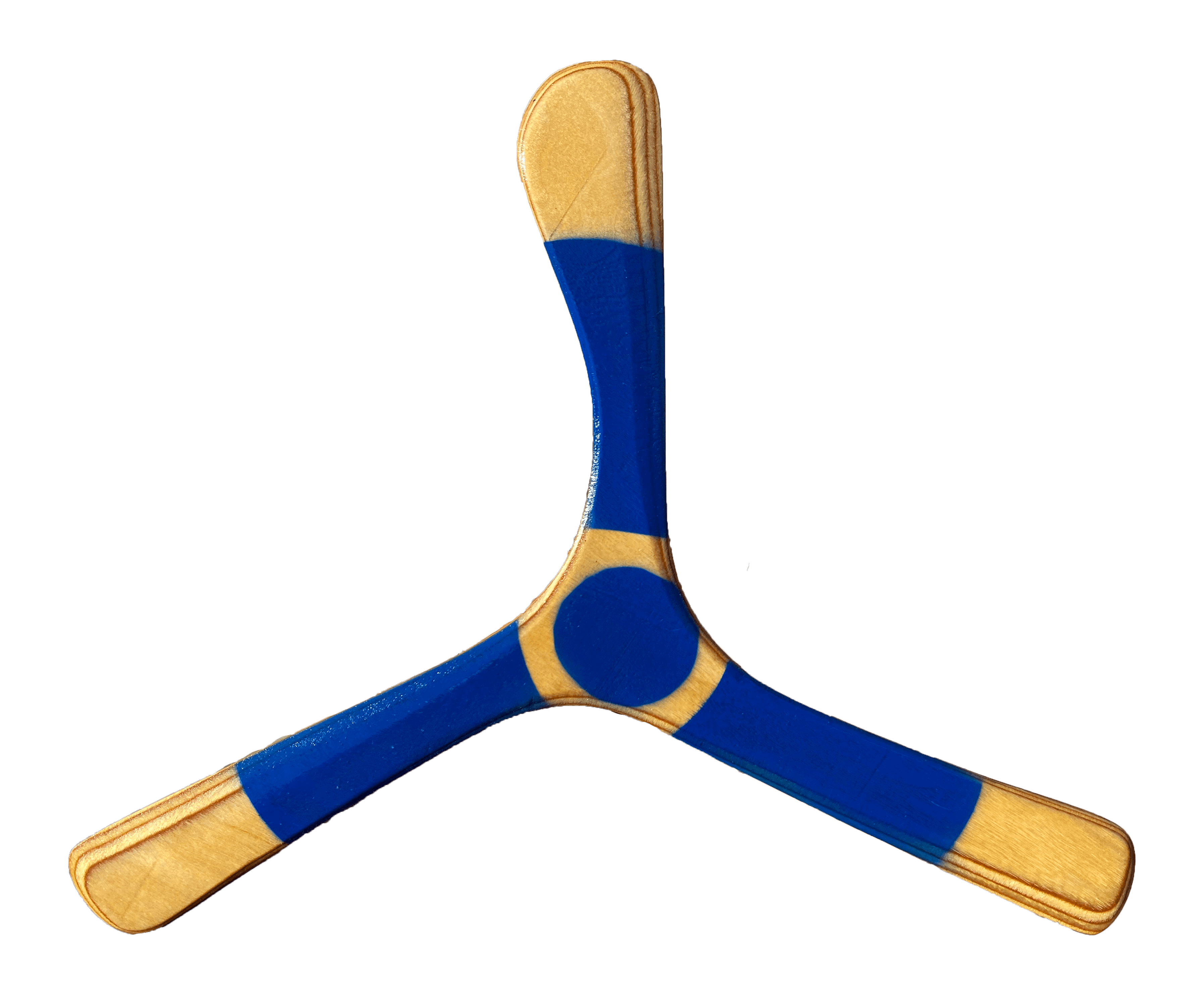 Wood boomerangs for kids - Blue Triblader Boomerang